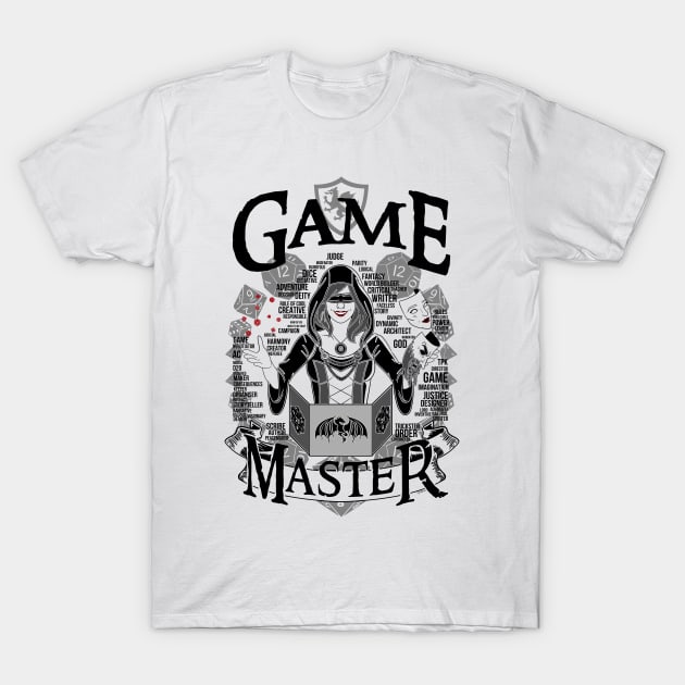 Female Game Master - Black T-Shirt by Milmino